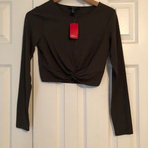 Forever 21 crop top new with tag dark olive green